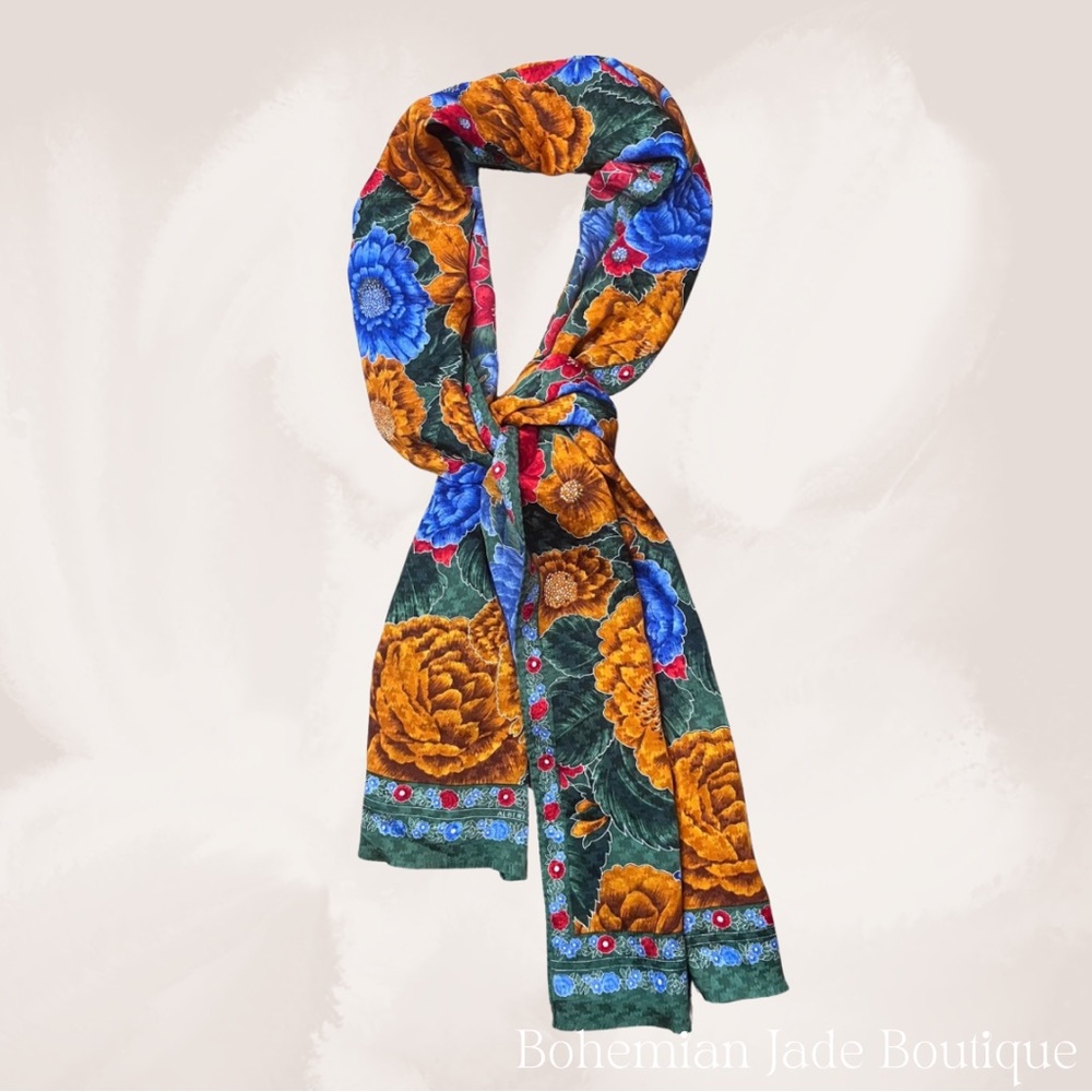 Vintage Albert Nipon Silk Floral Scarf